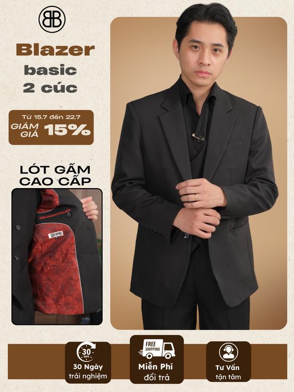 Áo Vest Blazer Nam 2 khuy Cao Cấp, Lót Gấm , Vải tuytsi Chéo , Bền Chống Nhăn, Áo 3 Lớp Đứng Form, Mặc Đi Làm ,Đi Chơi, Đi Tiệc, Sự Kiện, Vest Chú Rể, Vest Kỷ Yếu Đều Đẹp - BBOW
