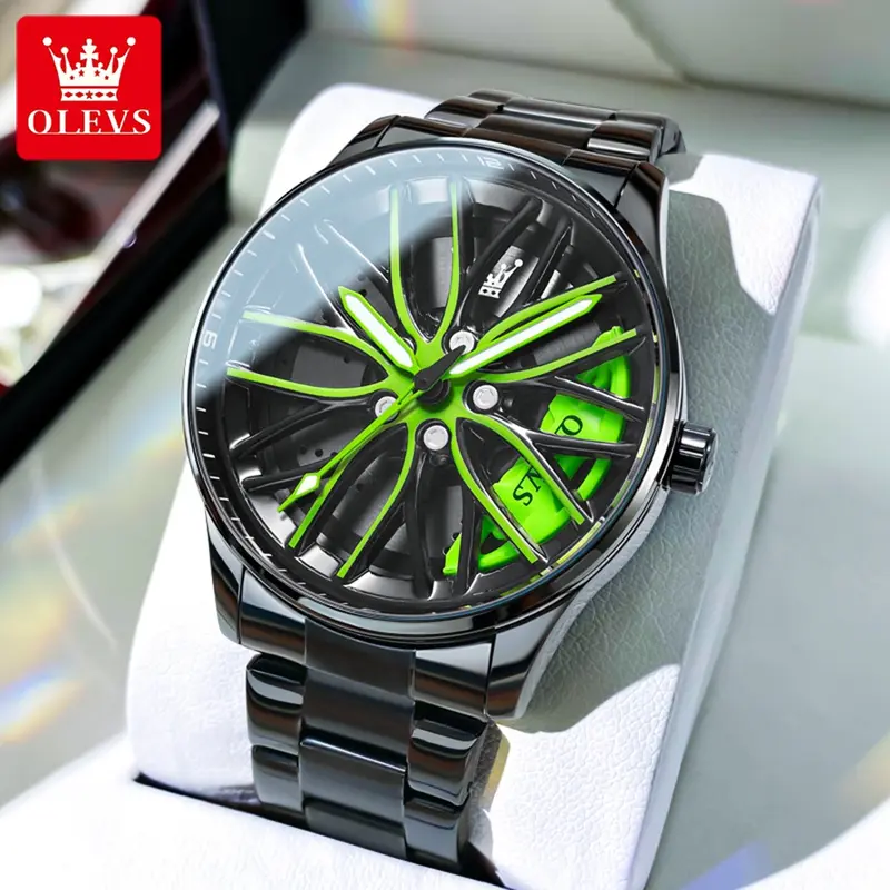 OLEVS Jam Tangan Pria Anti Air Original Fashion Gyro Sport Terbaru Luminous Cool Style Men Watch 5