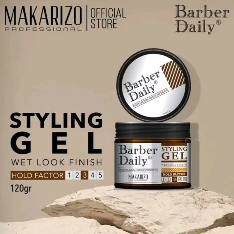 MAKARIZO Barber Daily Styling Gel Wet Look Finish 200 mL / Gel untuk Penataan Gaya Rambut Makarizo 2