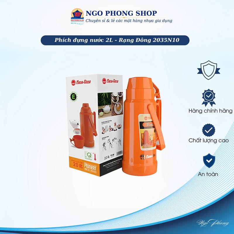 Phích nước giữ nhiệt 2L Rạng Đông 2035 N10 – Thân nhựa cao cấp giữ nhiệt lâu độ bền vượt trội.