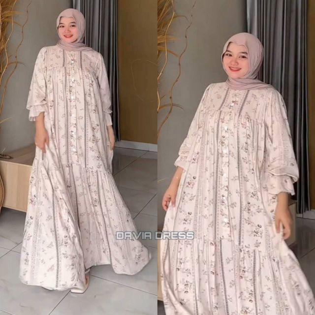 abdi fashion gamis lebaran dress busui jumbo simpel elegan rayon motif adem bawah lebar COD