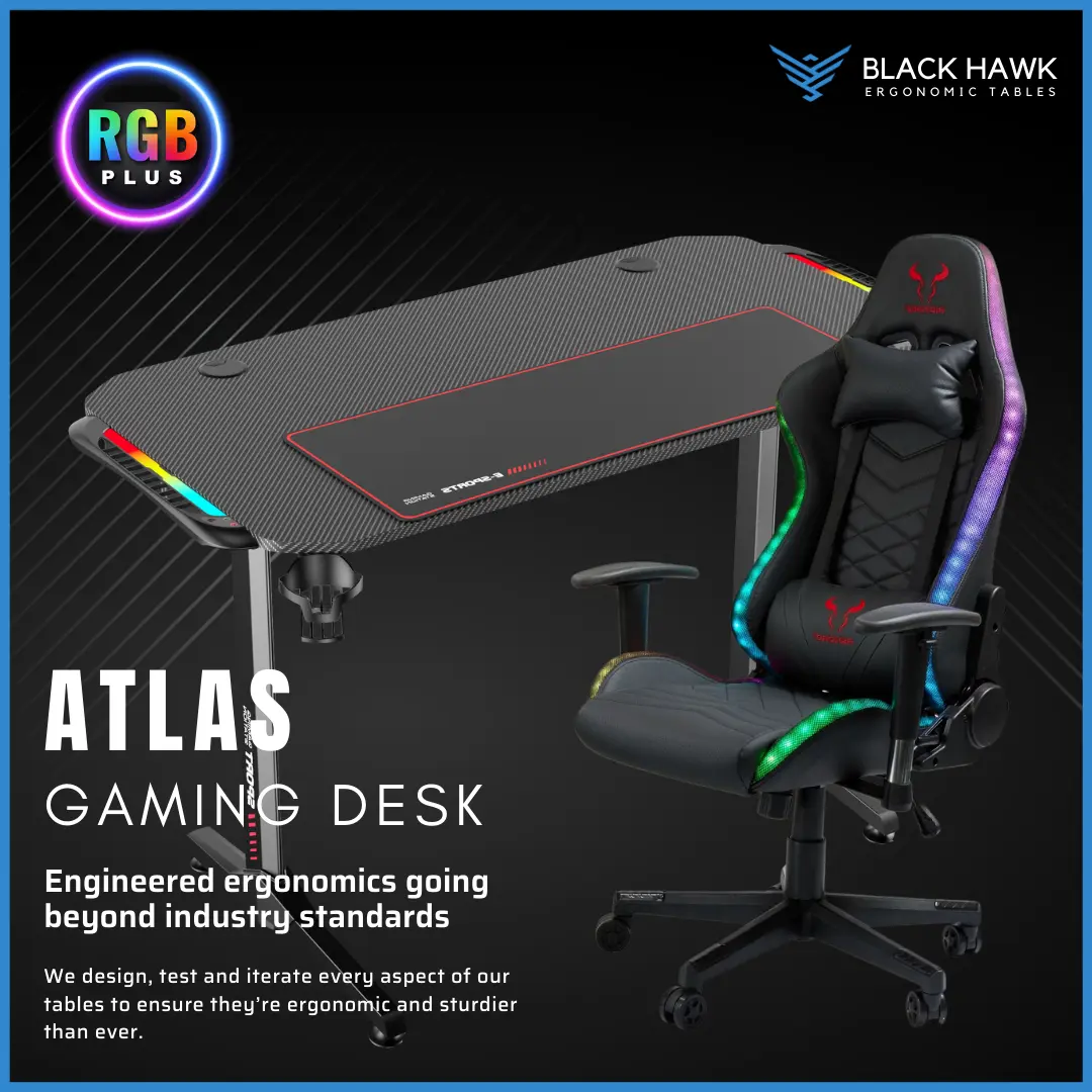 Black Hawk RGB Gaming Desk / Table / Computer Table (E-Sports Desk)