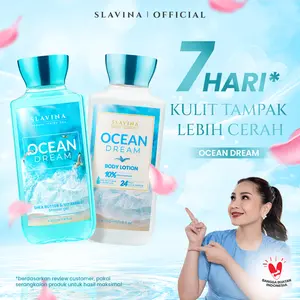SLAVINA Bundle 2IN1 Ocean Dream (Body Lotion + Shower Gel) by Nagita Slavina – Handbody Tone Up Whitening, Sabun Mandi Bright Soap Aroma Fresh, Body Care Pencerah Badan