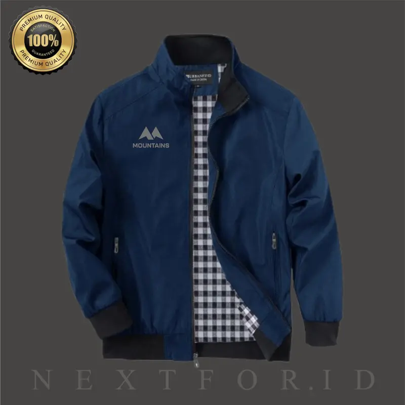 MOUNTAIN Jaket Motor Hurrington Outdoor Pria - Casual dan Keren NXF4 - Kerah, Santai Jaket  Distro Nyaman 0
