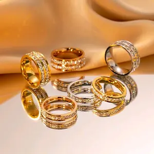 Cincin 3 in 1 Motif Permata Tanam - Perhiasan dengan Desain Eksklusif