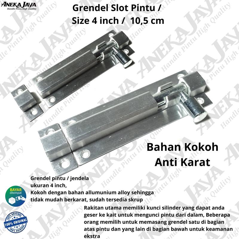 Grendel Slot Pintu Jendela 4 Inch l 10,5 cm l Selot alumunium aloy awet kuat dan tahan lama 1