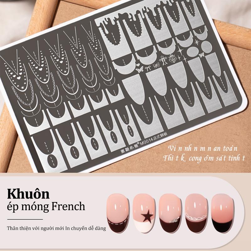 Đế Dập Móng Tay Phong Cách Pháp Với Họa Tiết Tinh Xảo Dụng Cụ Chuyển Đổi Giúp Dễ Dàng Làm Móng Không Cần Vẽ Tay