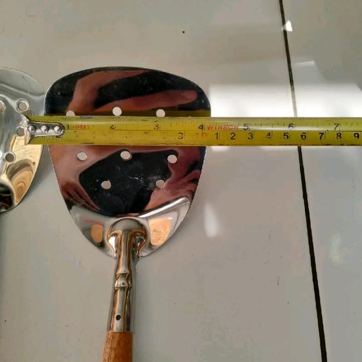 sutil sapatula gagang kayu dengan gaya bolong bolong anti lengket dan murah Stainless 0