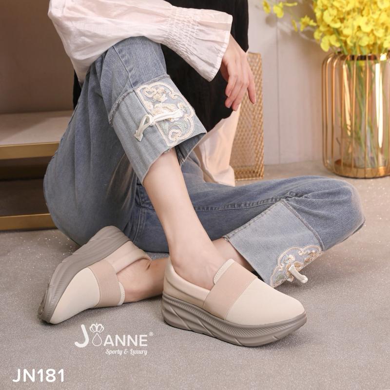JOANNE Closed Toe Wedges Shoes Sepatu Wanita #JN181 Black Casual 5