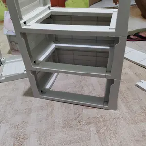 Lemari Plastik Susun Bear 4 Dan 5 Tingkat Tempat Penyimpanan Laci Multifungsi Lemari Pakaian Anak Set Kunci Storage Box Bayi Set Roda