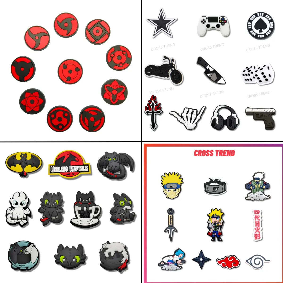 Set charm gắn dép cross, Nút gắn sticker phụ kiện jibbitz trang trí giày cross nam nữ nhựa PVC - CROSS TREND