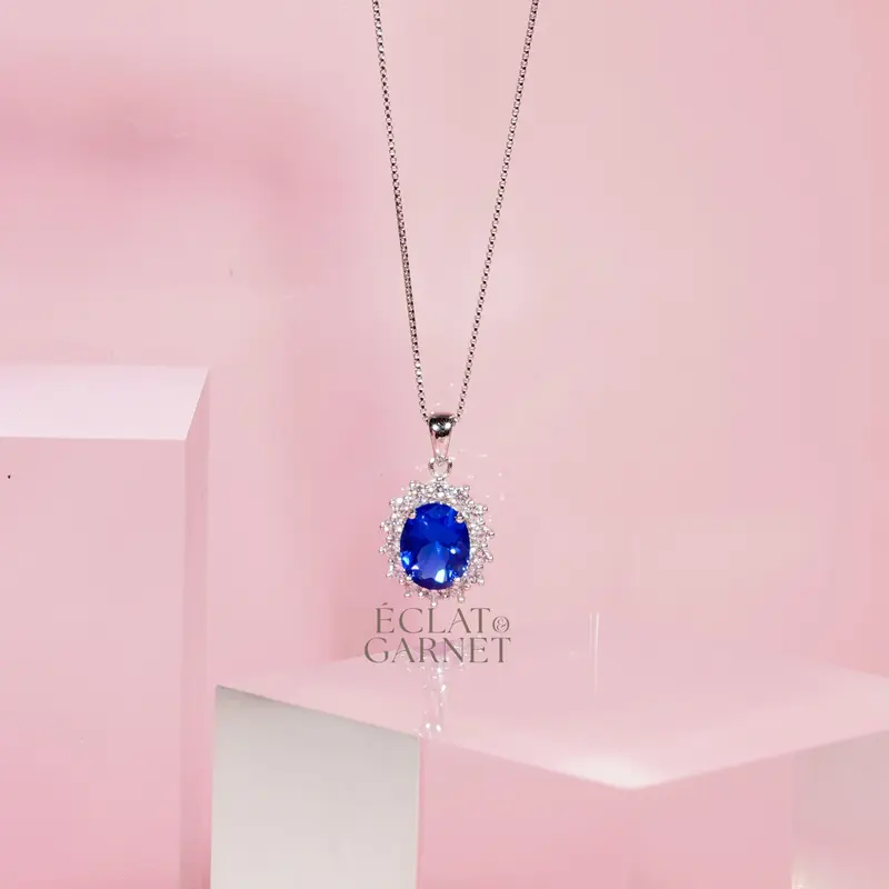 Éclat & Garnet - S925 DIANA SAPPHIRE SERIES NECKLACE EARRINGS Perhiasan Zircon Premium 925 Sterling Silver with 18K Gold Plating Aksesoris Wanita Lapis Emaa Elegant 1