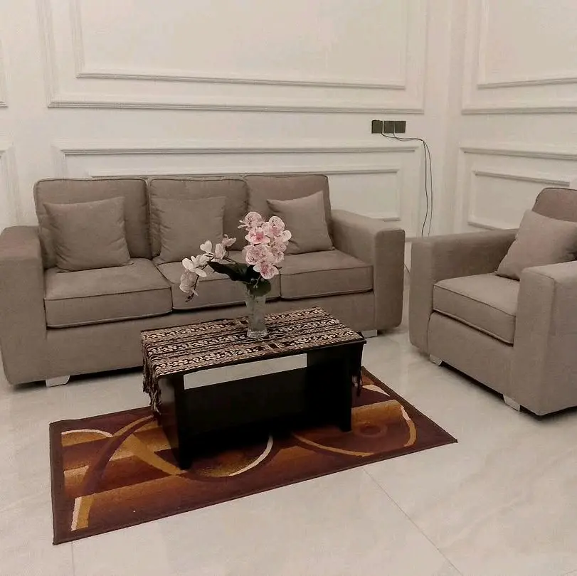 Sofa Ruang Tamu Minimalis Kain Bludru Busa Inoac Rangka Kayu Tahan Rayap Ukuran Custom Furniture