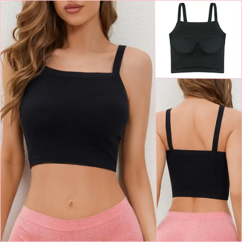 Women's camisole vest new sexy camisole sports vest short style detachable chest pad fitness yoga