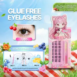 TANPA LEM T005 Bulu Mata Palsu Ekstensi FREE PINSET DAN BRUSH Natural Eyelash Lentik Panjang Simpel Praktis Langsung Tempel Ukuran 8 mm Eyelash Extension Cintamu