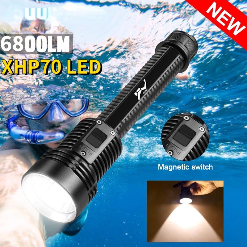 (Camping and Fishing)New 6800LM XHP70 LED Scuba Diving Flashlight High ...