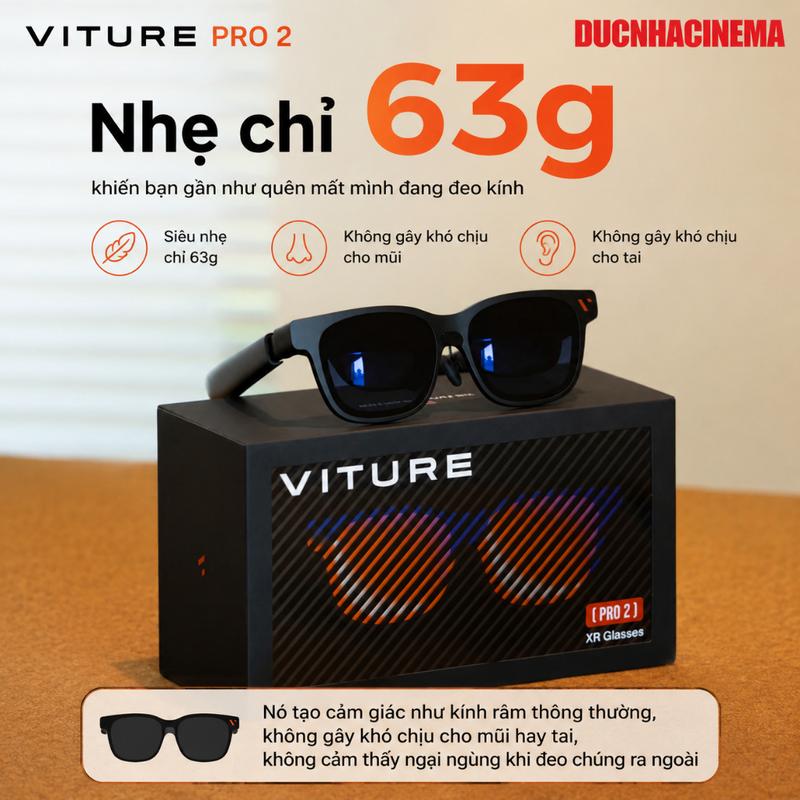 Kính AR VITURE Pro 2 XR – 120Hz, 1600 Nits, FOV 50°, Chỉnh Cận 0~-5.0D, mới 100% BH 12 tháng