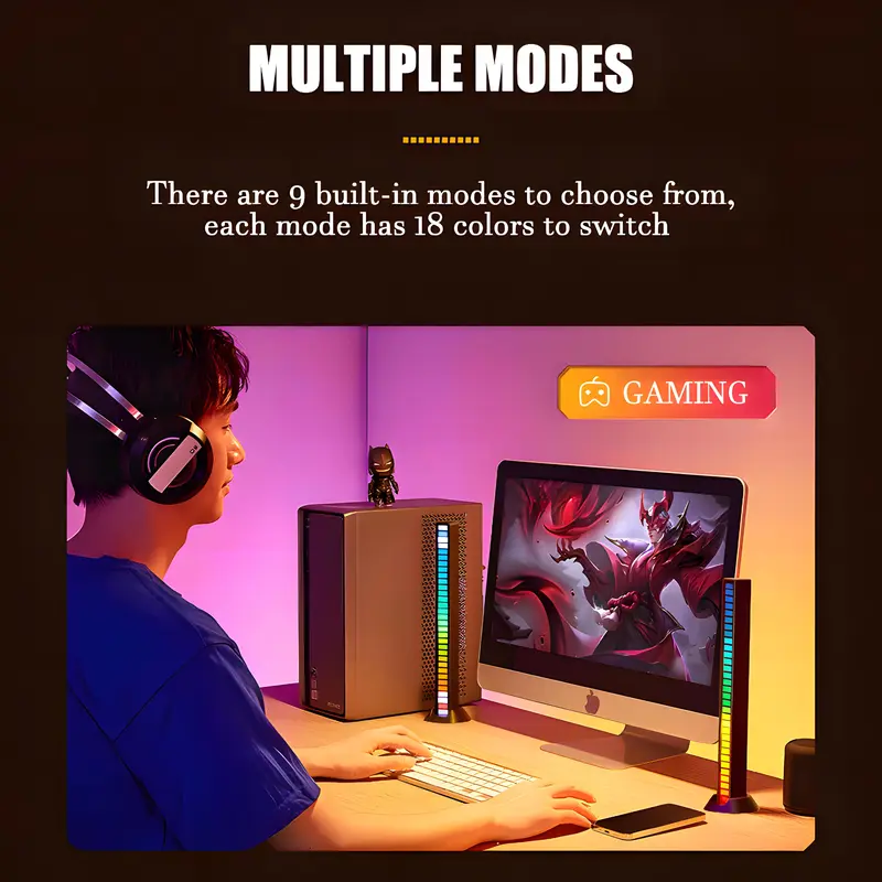 Lampu Musik LED RGB Bar Strip Spectrum Sound Sensor Control Atmosphere Ambient Cable Usb AH060 7