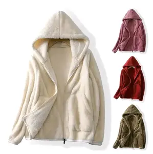 jaket bulu outher casual cardigan fleece bahan bulu serpa halus-bolak balik double bulu luar dalam mantel dres pria wanita atletik semi dingin Blazer Kerja Hitam Unisex Formal Cowok Distro Outer Keren Nyaman Panjang Oversize Tebal