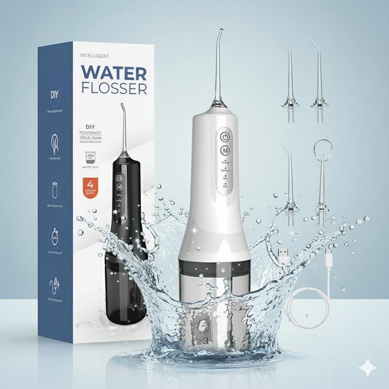 Tăm nước Flosser cao cấp chính hãng, Chống nước tốt, Công suất mạnh, Tặng kèm vòi xịt, dây sạc USB