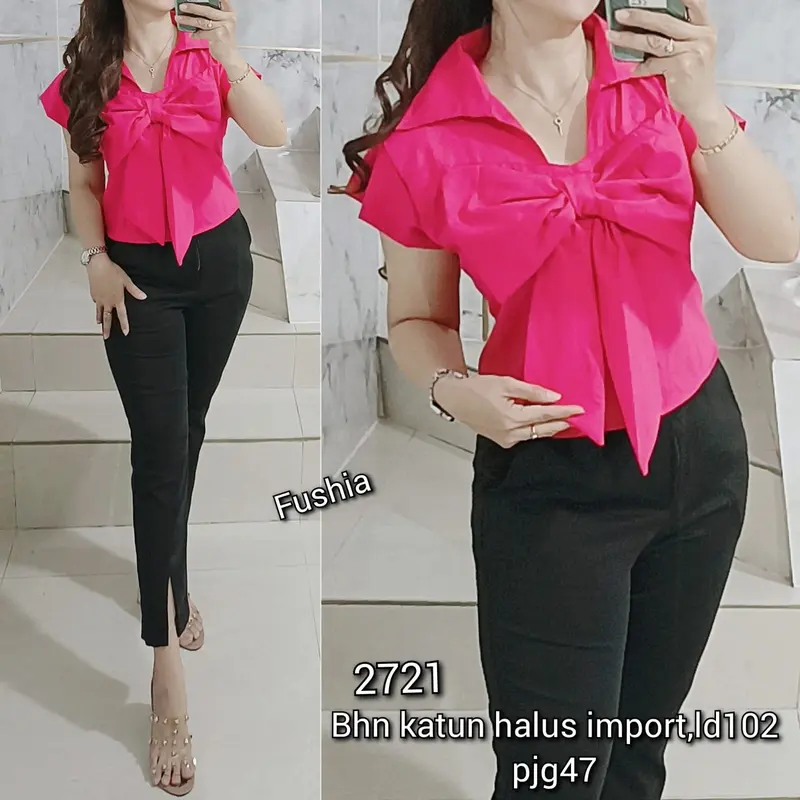 Atasan krah pita import ,bahan katun halus import LD 102 panjang 47 , 2721/2843/2900/2901 3