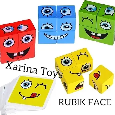 Mainan Face Change Rubik Cube Puzzle + Bell / Mainan Susun Ekspresi Muka / Kubus Wajah New Edukasi Toys Dewasa / Anak Anak-Anak 3