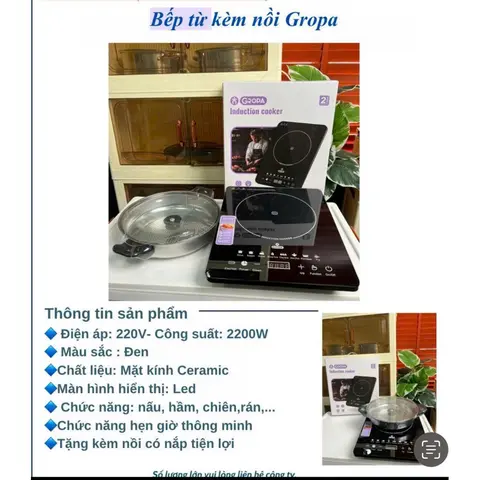 Bếp từ đơn cảm ứng 2200W đa năng 8 chế độ nấu tiết kiệm điện bảo hành 36 tháng