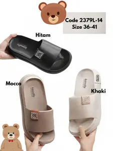 Sandal slop wanita motif beruang terbaru tinggi 5cm
