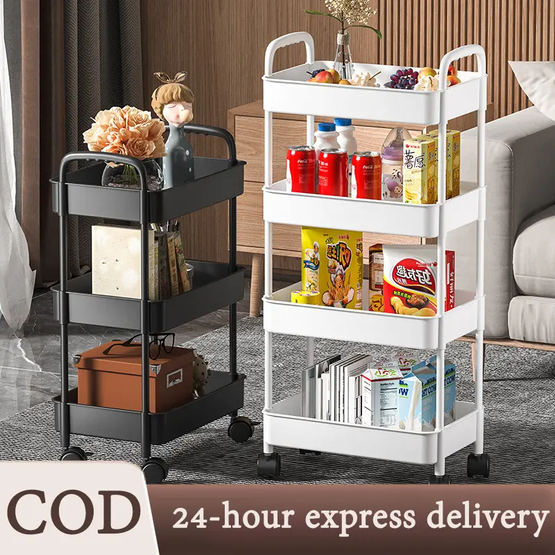 2/3/4 Layer Trolley Cart Organizer Storage Shelf Moving Rack with Wheels Utility Storage Shelf For Room Kitchen