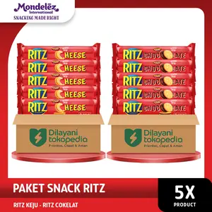 [EXCLUSIVE BUNDLE 5 PCS] Ritz Crackers Sandwich Biskuit Keju / Cokelat 91g - Snack / Camilan