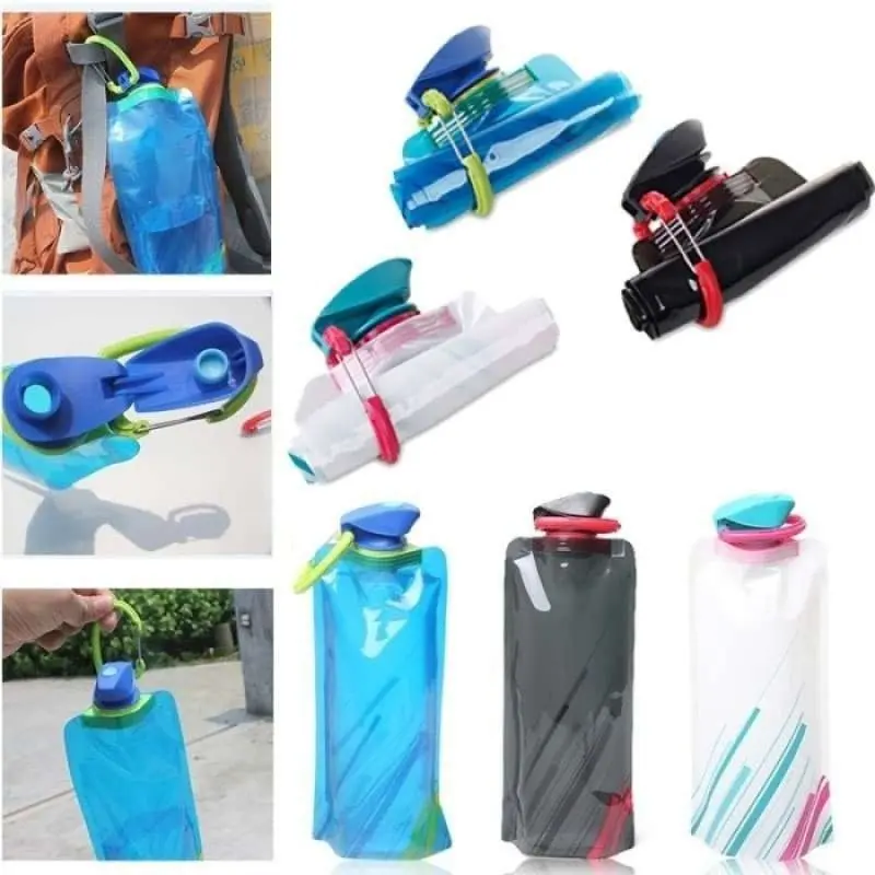 Botol Minum Lipat 700ml Traveling Camping Hiking Foldable Water Bottle 2