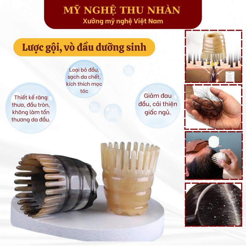  Lược sừng gội đầu vò đầu dưỡng sinh ống mát xa đầu | Mỹ nghệ Thu Nhàn 