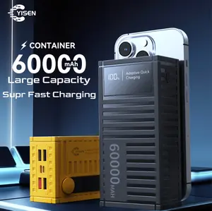 Kontainer Powerbank 60000mah 20000mah Kapasitas Besar Dengan 4 USB Port Baterai Ponsel Pengisi