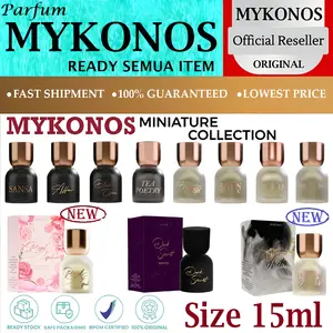 Mykonos Parfum 15ml On the Rock Sparkling Rose Dark Secret Sansa Musk Aura Satin Blanc Moroccan Vanilla Black Opera Aroma Hijau Lembo Kuno - Red