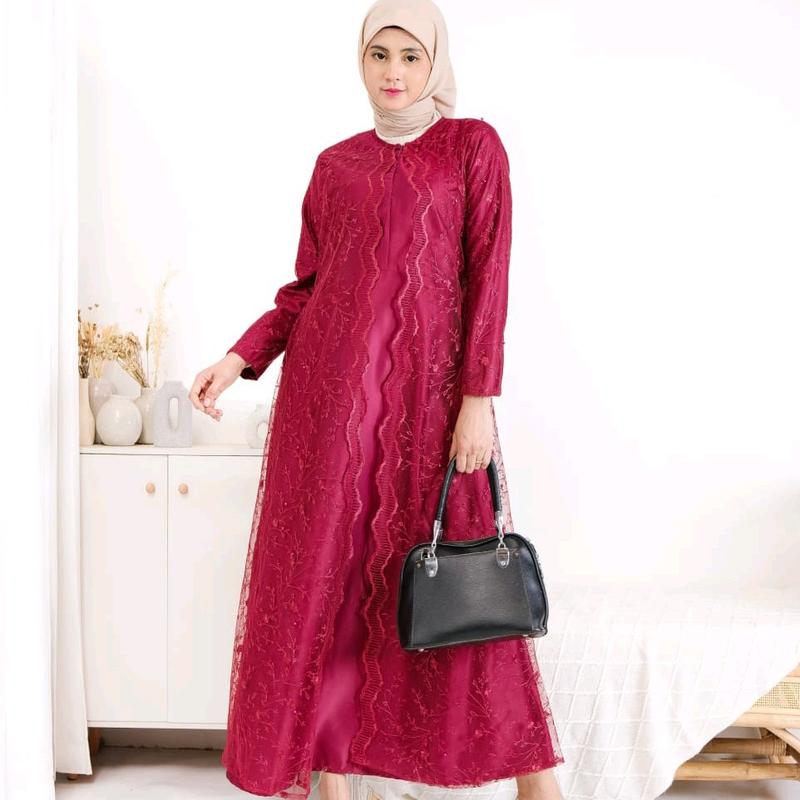 GAMIS PESTA BUSUI TERBARU / TERLARIS SIZE M-L-XL- XXL-STANDAR DAN JUMBO TANGAN FUL BURKAT ,BAHAN SATIN 1