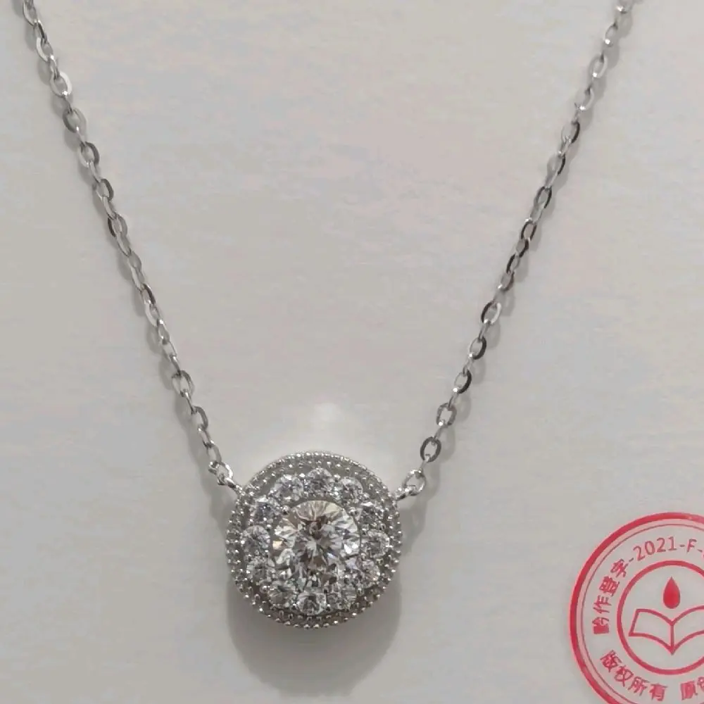 S925 Kalung Bulat Listring Mosang 0.5CT (A46) Bahan Silverr