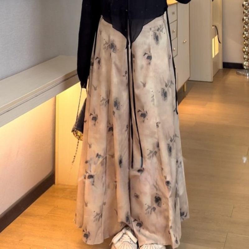 plus Size Women's Clothing Fat Mm2023 New High-Grade Chinese Wear Anti-Wrinkle Top + Loose Slimming Printed Culottes 6