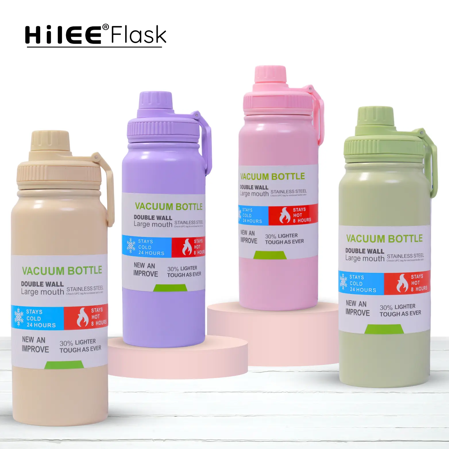 Drinkware Glossy Finish  Flasks Double Wall Vacuum Bottle Hot and Cold 600ml/800ml/1000ml/1300ml