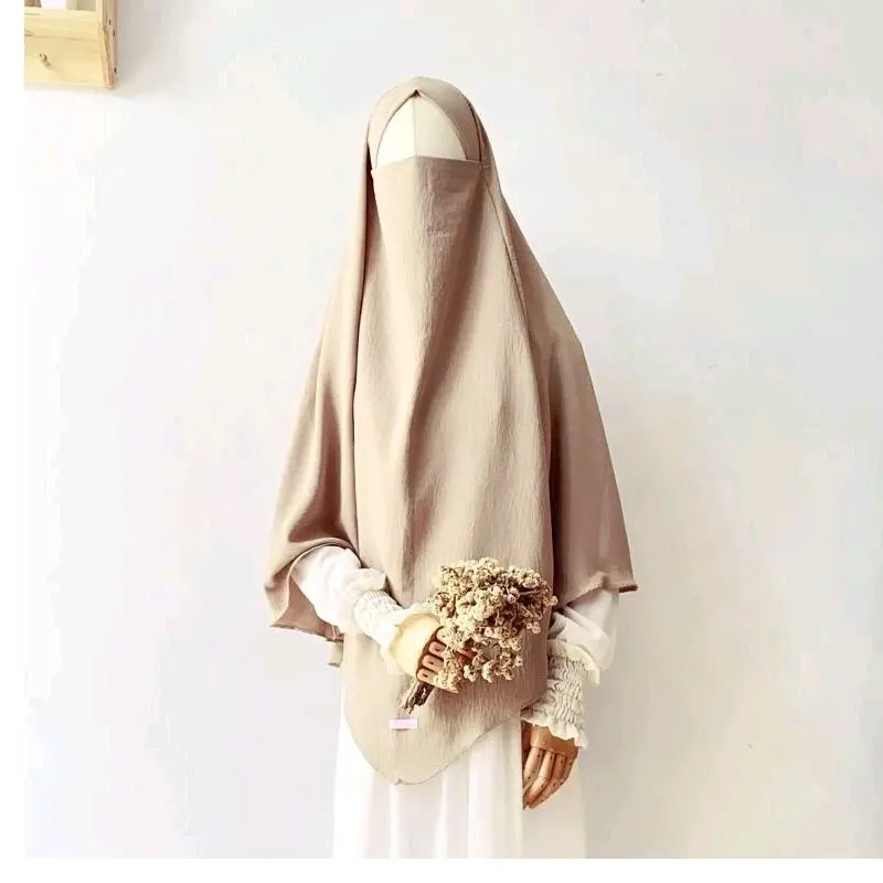 Jilbab Hijab Kerudung Khimar Instan Syari Cadar Tali Jumbo Crinkle Airflow Daily French Terbaru 4
