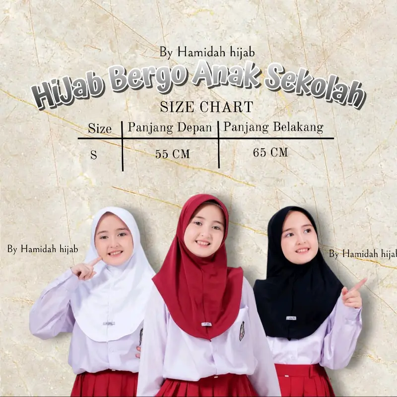 Paket Hemat, 25rb Dapat 3 Pcs Hijab Bergo Hamidah Size S By Hamidah Hijab Kerudung Instan Anak Sekolah Muslim Terbaru Terlaris Nyaman, Jersey Premium Lembut. 1