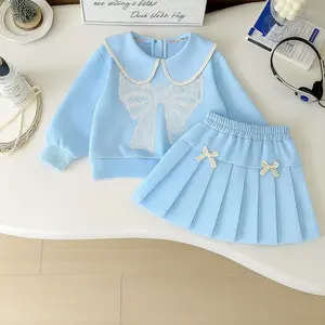 Setelan Baju Lengan Panjang Bawahan Rok Motif Pita Usia 1-6 Tahun Terbaru