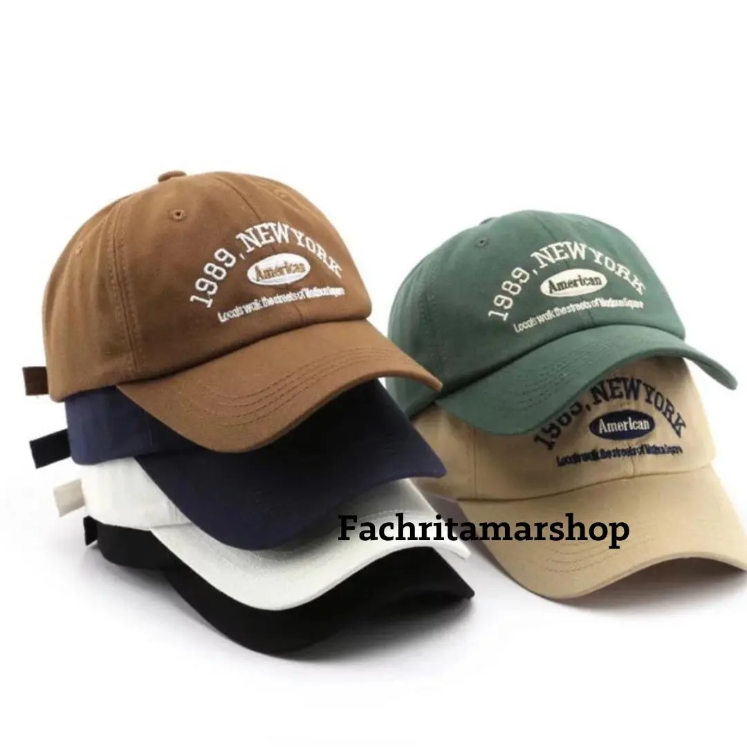 Arvahmart-Topi Distro 1989 New York Baseball Cap Unisex Hat Soft Material Bordir Timbul