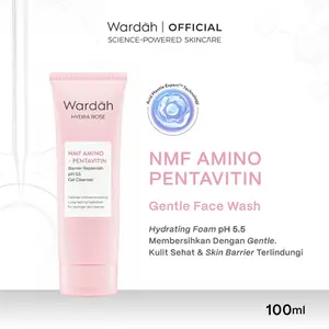 ￼Wardah Hydra Rose NMF Amino + Pentavitin Barrier Replenish pH 5.5 Gel Cleanser 100 mL Facial Wajah Membersihkan