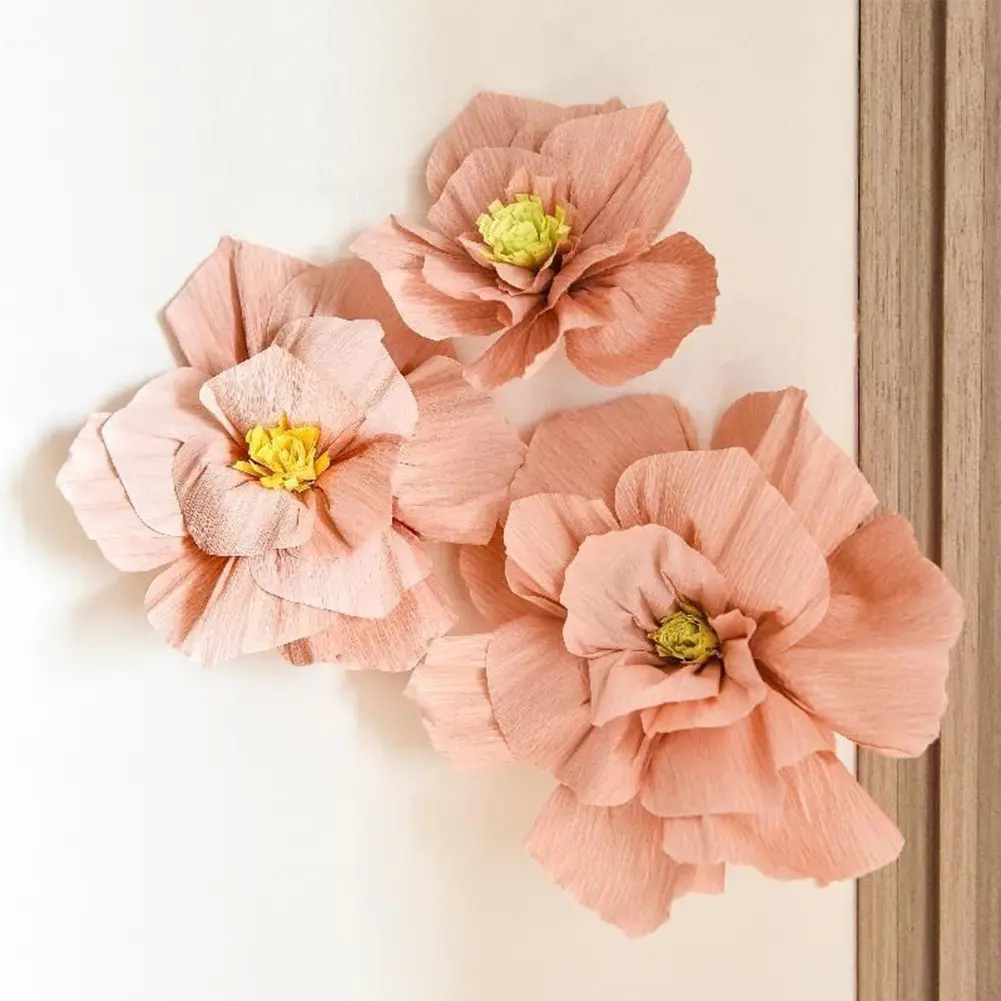 Festive Decoration with Pleated Flowers Background and Lifelike 3D Paper Flowers Festive Decoration Pleated flowers Background Three-dimensional paper flowers