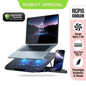 ROBOT Laptop Cooling Pad RCP10 Kipas Pendingin Holder Dual Port USB-A Laptop - Garansi 1 Tahun [BISA COD]