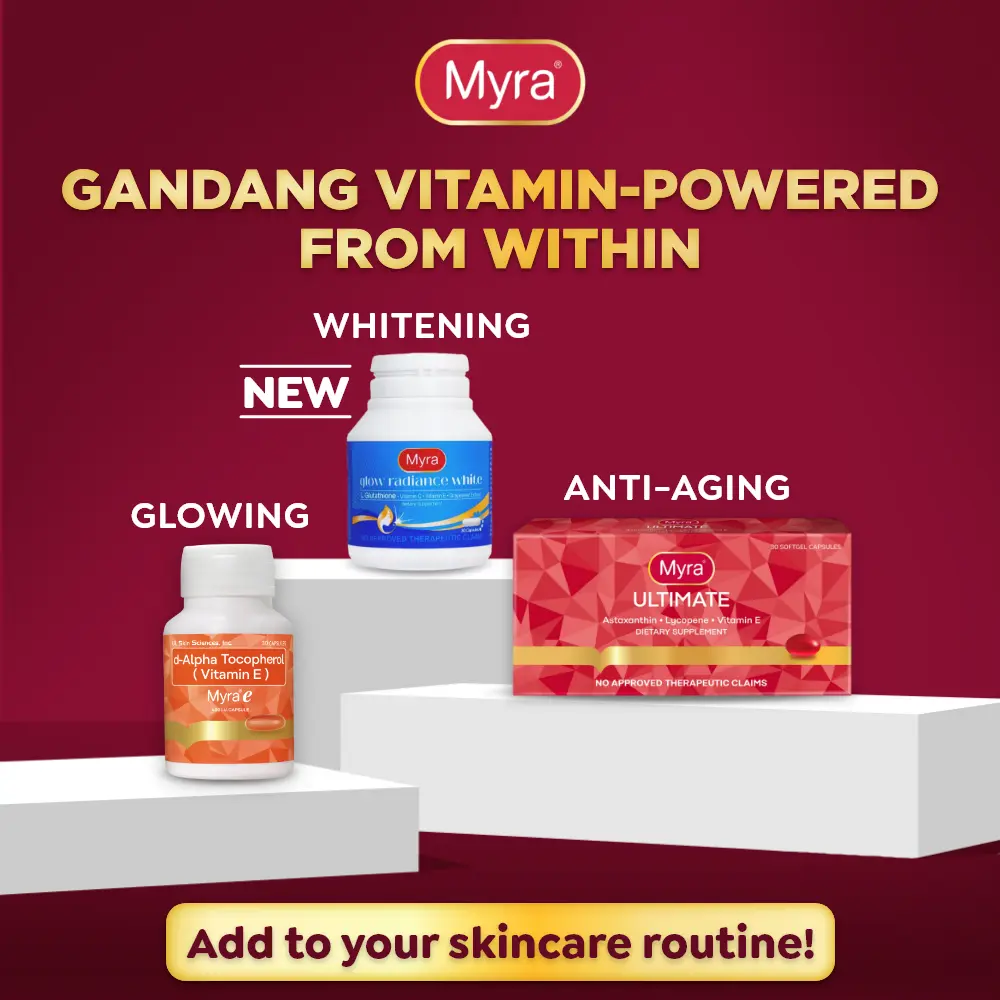 Myra Glow Radiance White with L-Glutathione 30s Bottle + Myra E 400 I.U.  30s Bottle Bundle