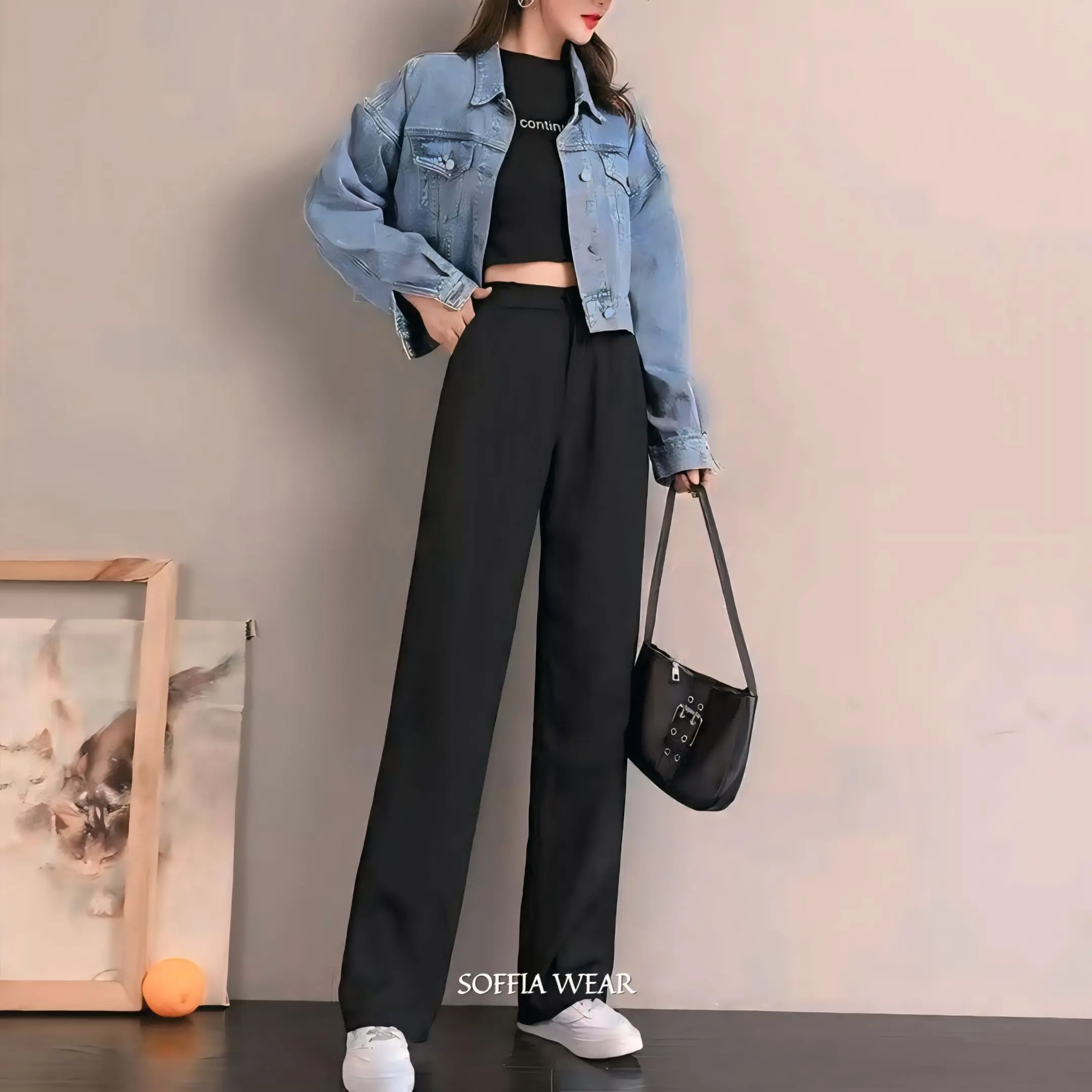 SOFFIA – Cozie Pants Highwaist Cullote Pants | Celana Kulot Wanita Rib Knit Loose Pants
