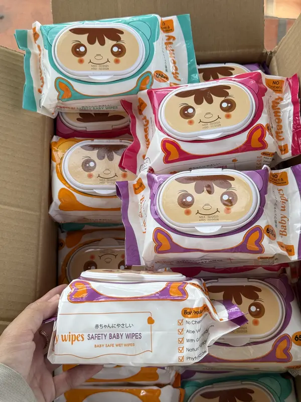 Combo 10 bịch khăn giấy ướt BABYWIPE 650gr Khổ giấy to 18x24cm vải bị mềm êm không mùi không cồn xài cho bé khăn  giấy  ướt  650gr 4
