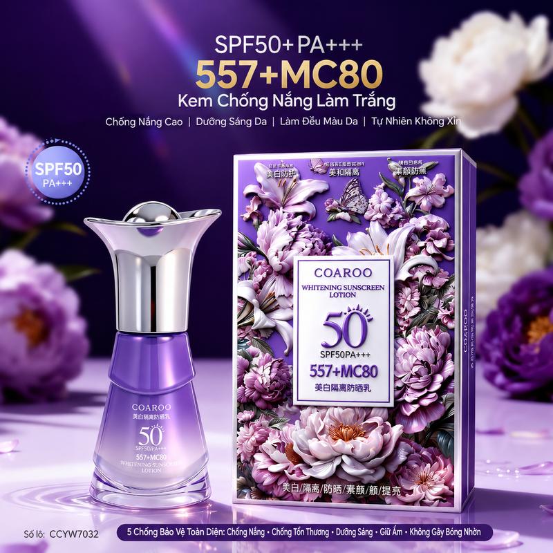 COAROO Kem Chống Nắng Nâng Tone SPF50+ PA+++ 50g |   Kiềm Dầu, Dưỡng Ẩm, Không Bết Dính Cho Da Dầu & Hỗn Hợp