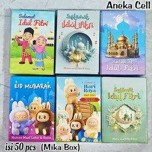 [ISI 50] Amplop Lebaran Hari Raya Idul Fitri Isi 50pcs Angpao Pendek Karakter Lucu Ramadhan 2026 Kemasan Mika / Angpao Pendek Labubu Thr Selamat Hari Raya Eid Mubarak Kartun Masjid